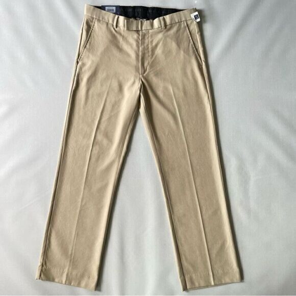 GAP Flat Front Straight Fit Straight Leg Tan Dress Pants NWT Men’s Size 34x32 - Picture 1 of 8